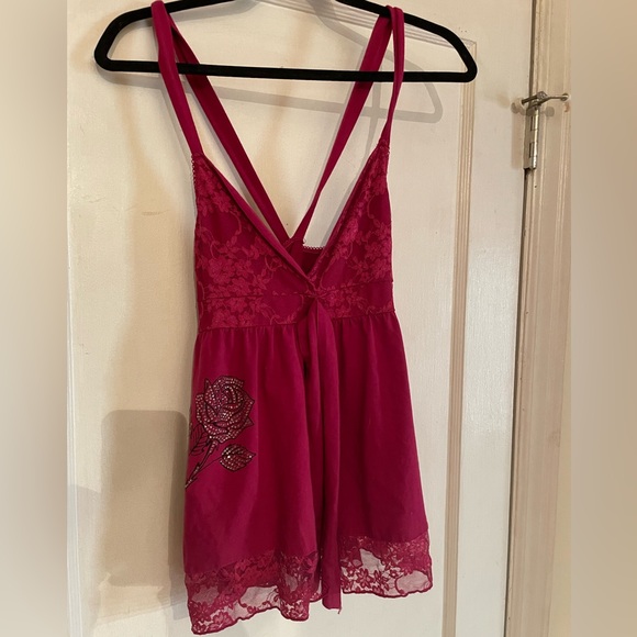 magenta ed hardy tank top with design on the side - Picture 1 of 6